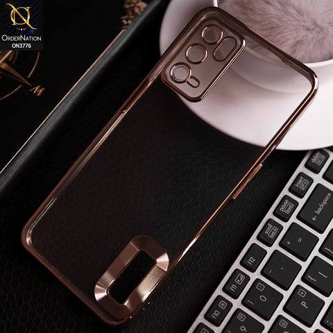 Oppo A54s Cover - Golden -  Electroplating Borders Logo Hole Camera Lens Protection Soft Silicone Case