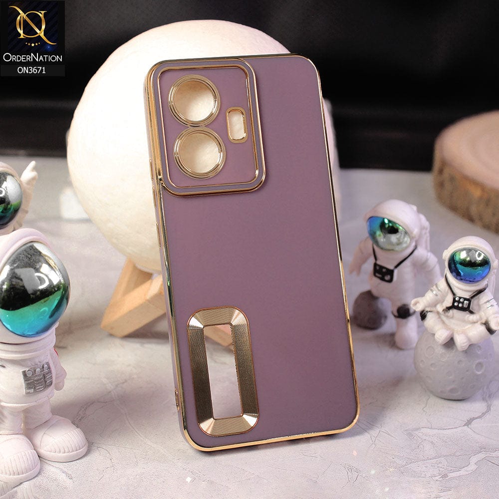 Vivo S15e Cover - Mauve - All New Electroplating Borders With Logo Hole Protective Soft Silicon Case