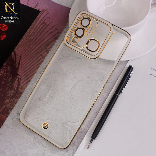 Infinix Hot 12 Play Cover - White - New Electroplated Side Borders Camera And Lense Protection Case