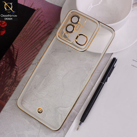 Infinix Hot 12 Play Cover - White - New Electroplated Side Borders Camera And Lense Protection Case