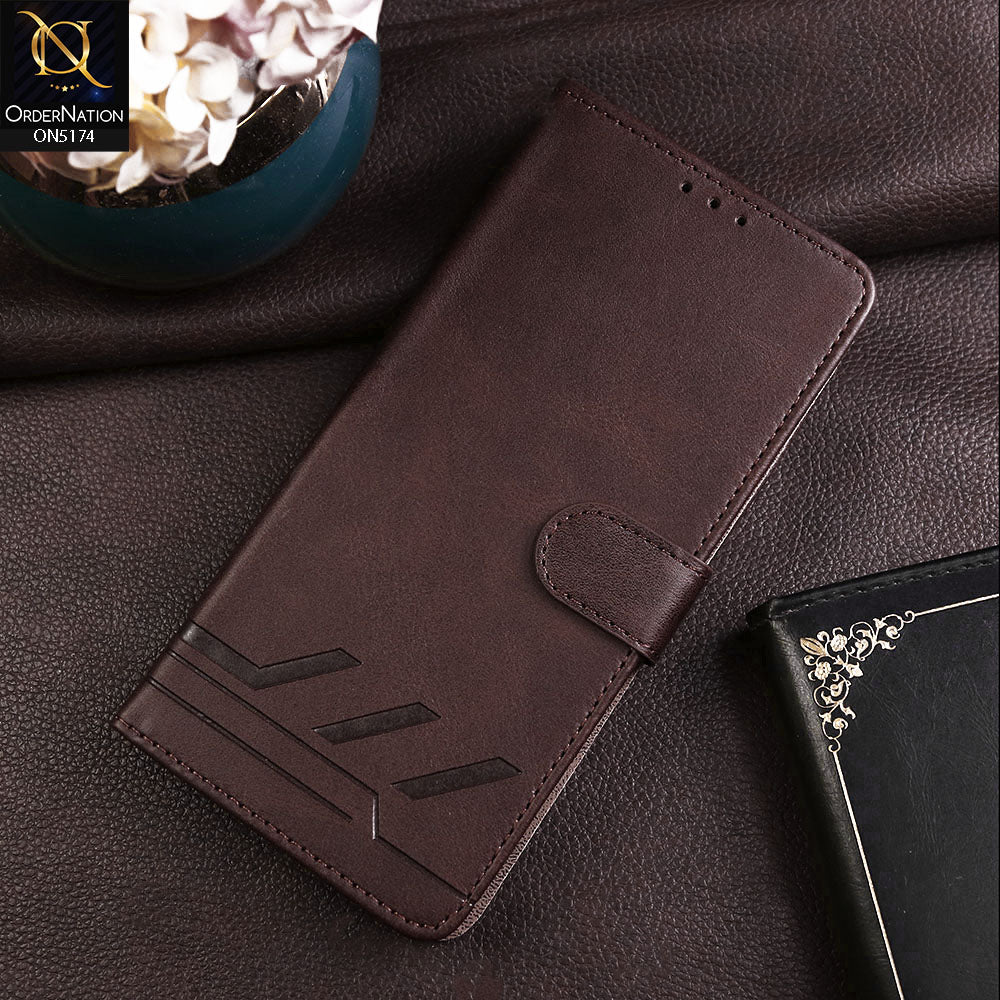 Samsung Galaxy A25 5G Cover - Dark Brown -  Premium Magnetic Leather Wallet Flip book Card Slots Soft Case