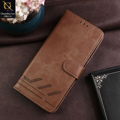 Infinix Note 40 Pro Cover - Light Brown -  Premium Magnetic Leather Wallet Flip book Card Slots Soft Case