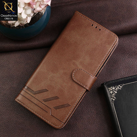 Infinix Note 40 Cover - Light Brown -  Premium Magnetic Leather Wallet Flip book Card Slots Soft Case