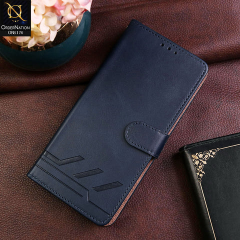 Infinix Note 40 Pro Cover - Blue -  Premium Magnetic Leather Wallet Flip book Card Slots Soft Case