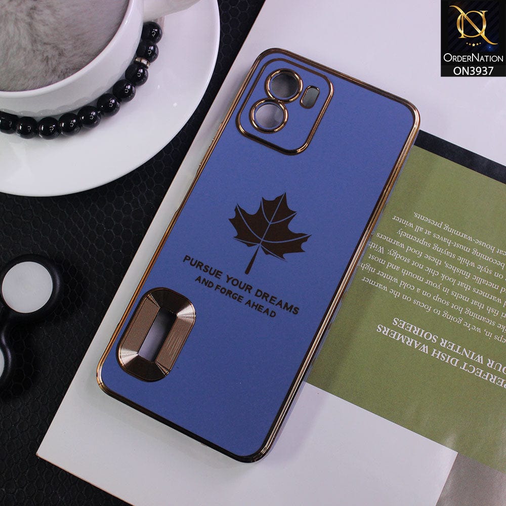 Vivo Y15s Cover - Design 3 - New Electroplating Borders Maple Leaf Chrome logo Hole Camera Protective Soft Silicone Case