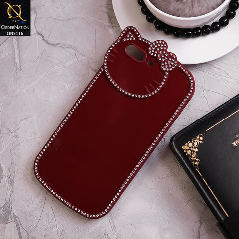 iPhone 8 Plus / 7 Plus Cover - Maroon - Luxury Cartoon Rhinestones Soft Case With Camera Protection