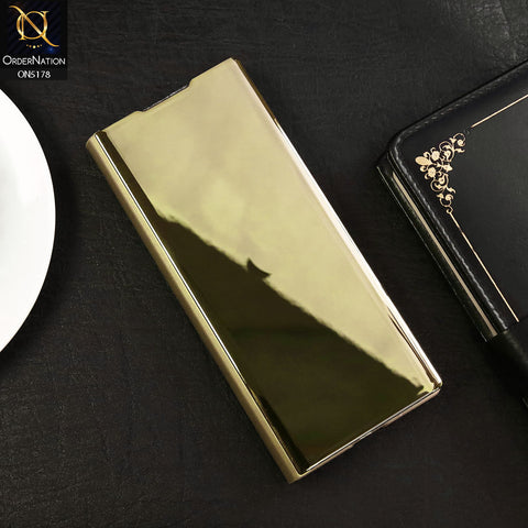 Samsung Galaxy Z Fold 6 5G Cover - Golden - Luxury Mirror View QR Flip Book Case