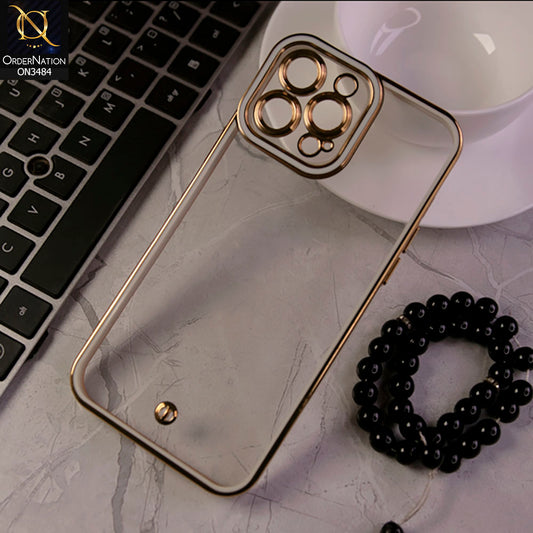 iPhone 13 Pro Max Cover - White- New Electroplated Side Borders Camera Protection Case
