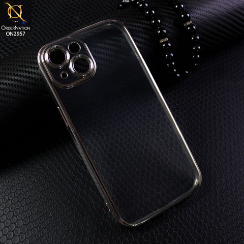 iPhone 15 Cover - Silver - Soft Silicone Transparent Clear Case  with Camera Lense Protection