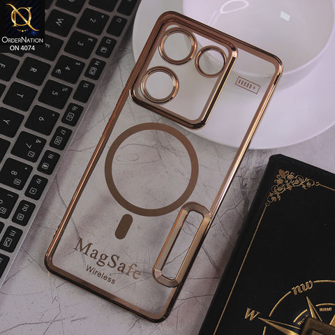 Tecno Camon 20 Pro Cover - Electroplated Shiny Borders Soft Silicone Camera Protection Clear Case - Golden