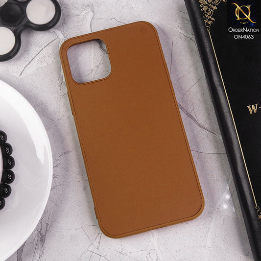 iPhone 12 Pro - Brown - Luxury Elegant Style Leather Soft Case With Camera Bumper Protection