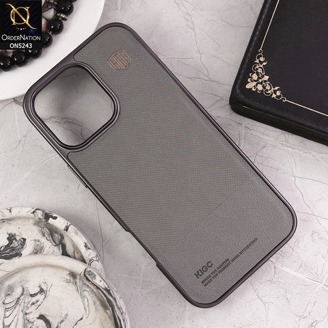 iPhone 16 Pro Max Cover - Gray - KIGC Leather Texture Phone Case Luxury Business Leather Phone Cover