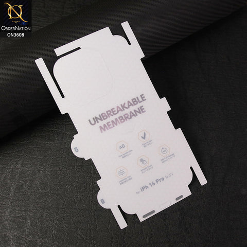 iPhone 16 Pro Sheet - Transparent  Unbreakable Membrane Shiny Film Back Protector Sheet