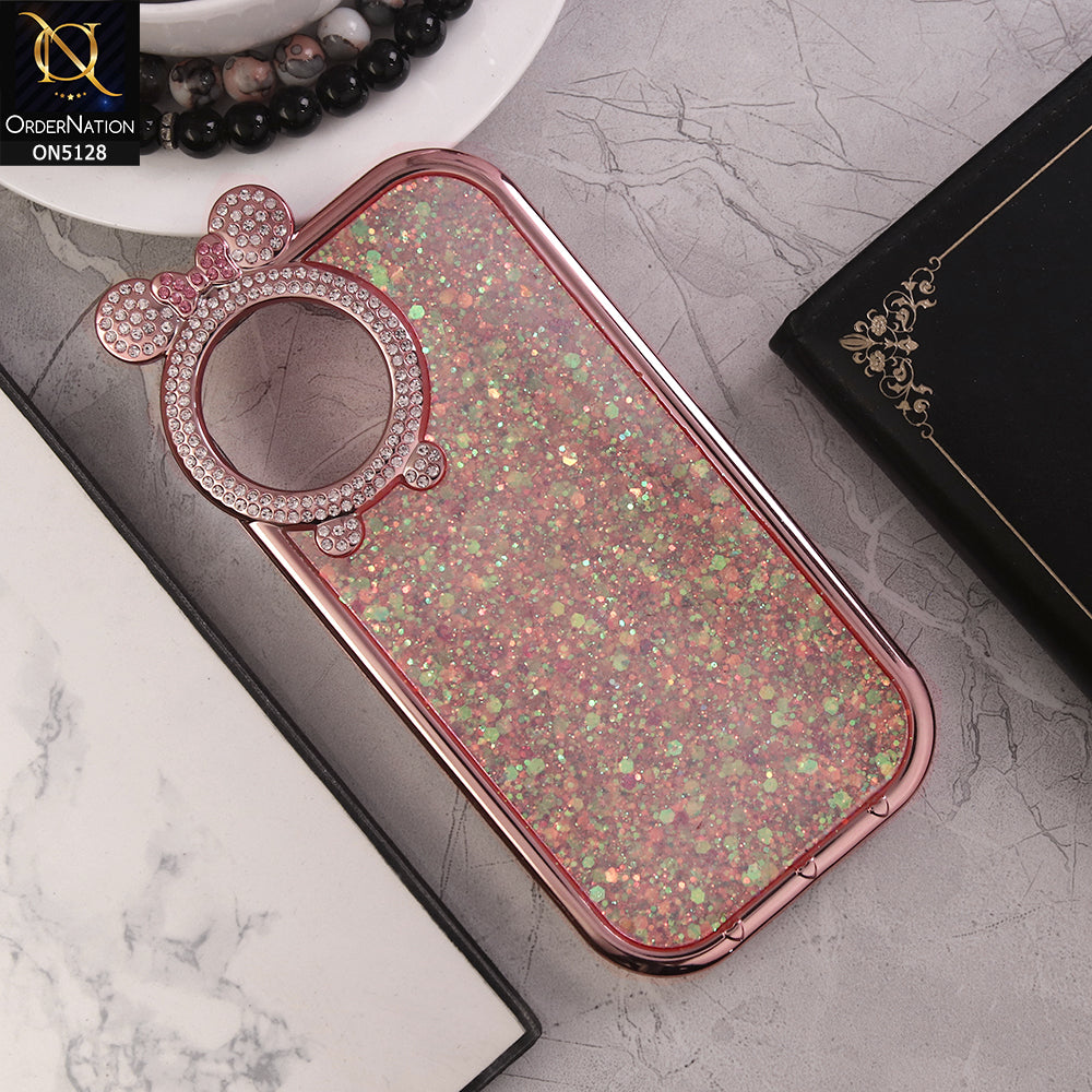 iPhone 11 Cover - Pink - New Shiny Rhinestones Round Camera Ring Bling Glitter Soft Silicon Case (Glitter Does Not Move)