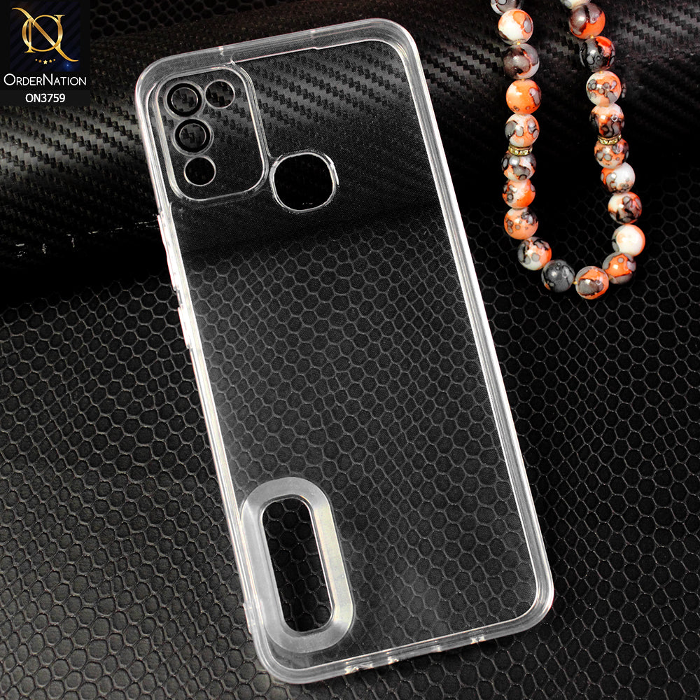 Infinix Hot 11 Play Cover - Transparent - New Gradient Shaded Logo Hole Camera Lense Protection Soft Silicon Case