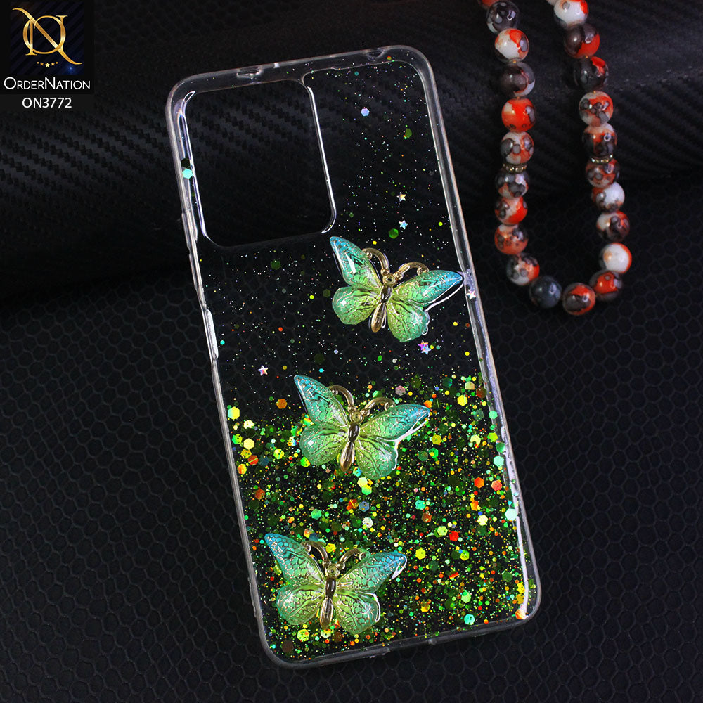 Xiaomi Redmi Note 12 4G Cover - Green - Shiny Butterfly Glitter Bling Soft Case (Glitter does not move)