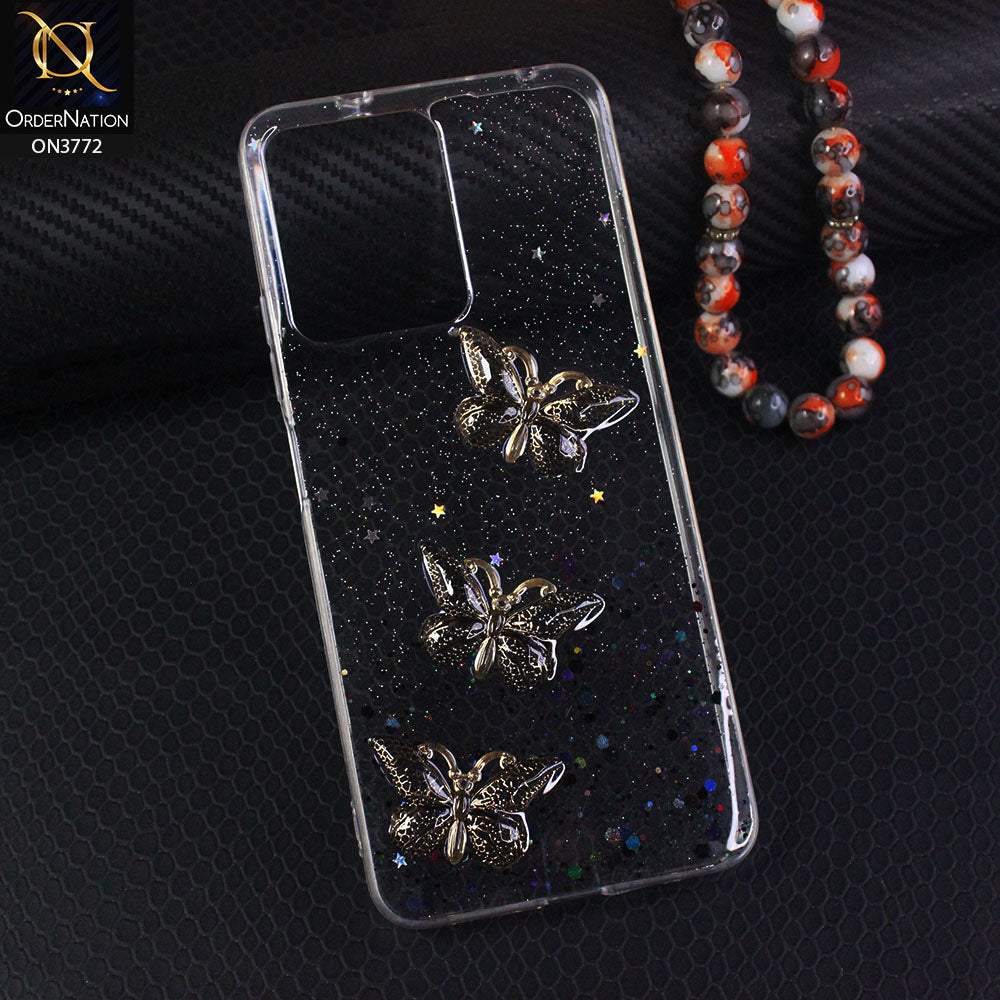 Xiaomi Redmi Note 12 4G Cover - Black - Shiny Butterfly Glitter Bling Soft Case (Glitter does not move)