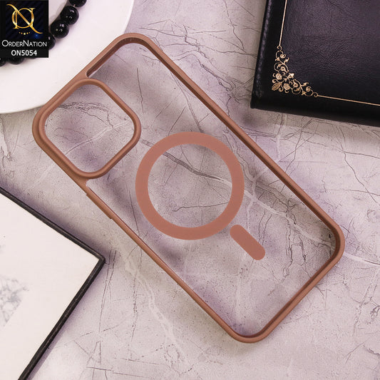 iPhone 16 Pro Cover - Desert Titanium - New Clear Transparent Back Magnetic Magsafe Candy Color Soft Borders Case