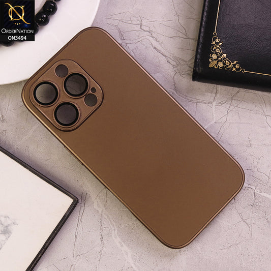 iPhone 16 Pro Cover - Desert Titanium - AG Frosted Glass Soft Silicone Border Case With Camera Protection