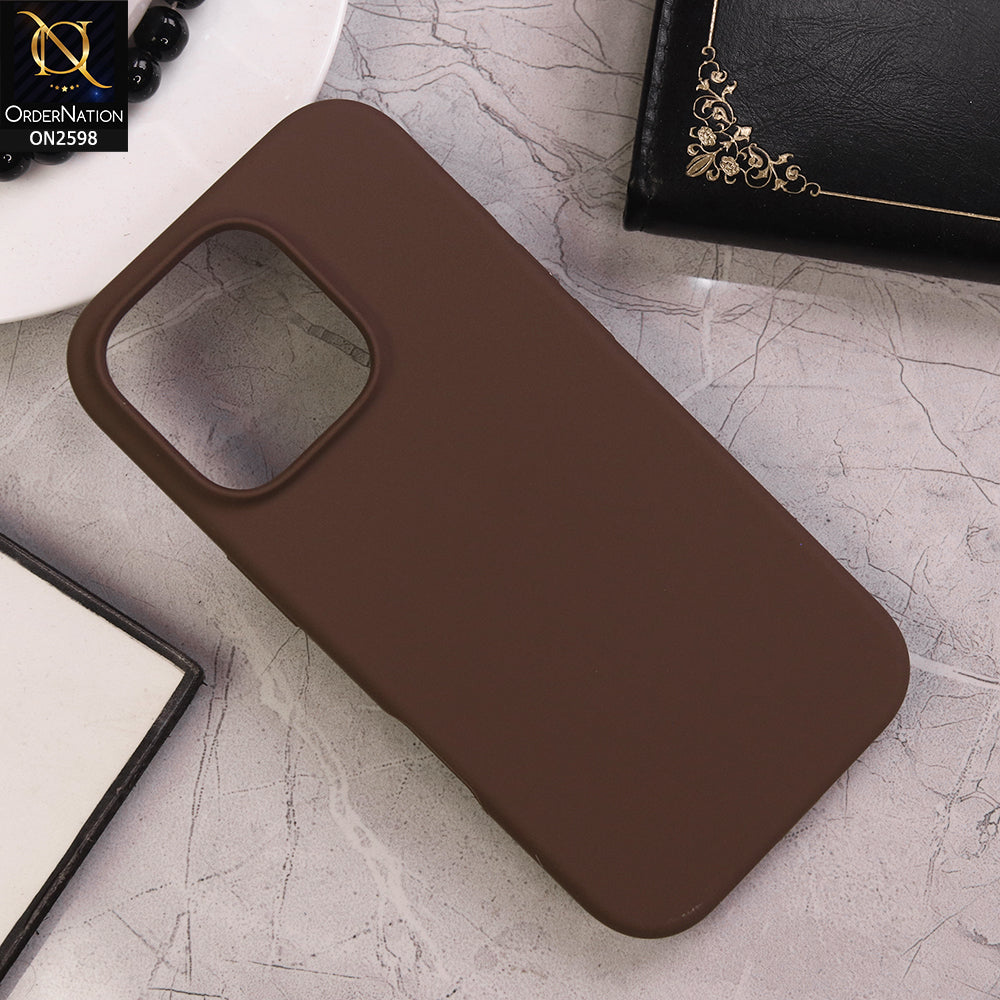 iPhone 16 Pro Cover - Brown - HQ Silica Gel Shockproof Matte Soft Silicone Case