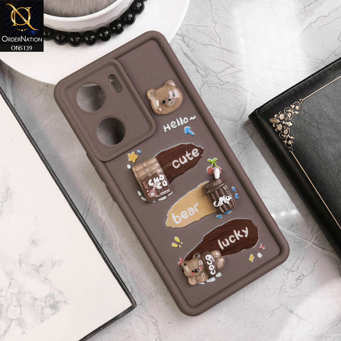 Vivo V29e (India) - Brown - Trendy 3D Cute Cartoon And Coffee Chocolate Soft Silicon Shockproof Case With Camera Protection