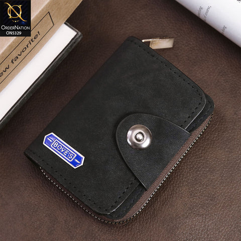 Synthetic Alcantara Leather Zipper Wallet And Cards Organizer For Men - Black