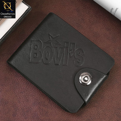 Stylish Magnet Button Lock Synthetic Leather Wallet For Men - Black