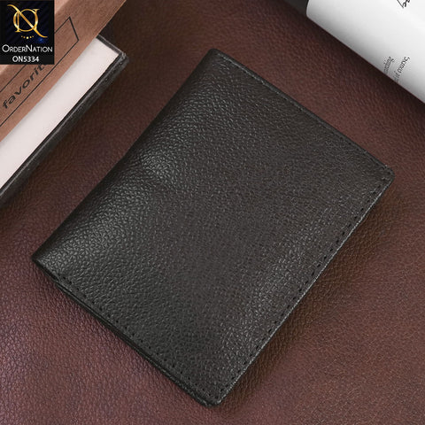 Synthetic Leather Vertical Mini Book Style Wallet For Men - Black