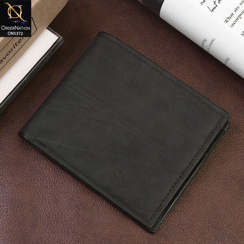 Matte Synthetic Leather Rectangular Wallet For Men - Black