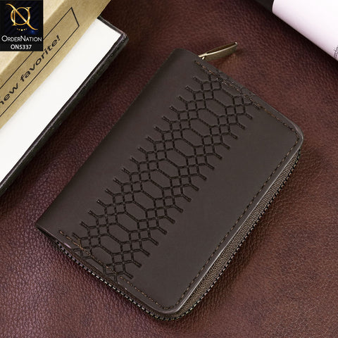 Stitch Pattern Style Synthetic Leather Card Organizer Wallet For Men - Chocolate Brown