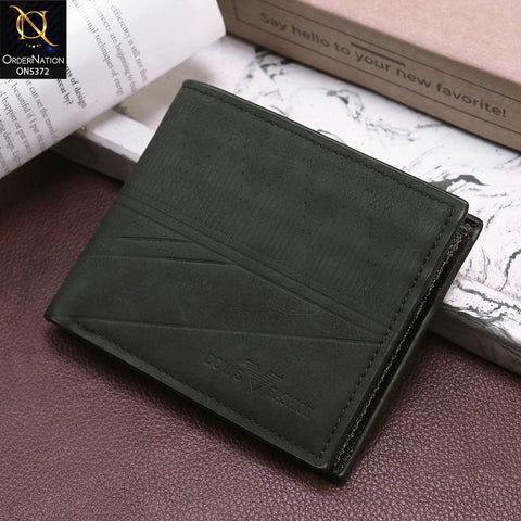 Matte Synthetic Leather Rectangular Wallet For Men - Black