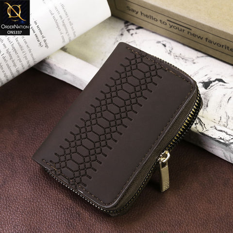 Stitch Pattern Style Synthetic Leather Card Organizer Wallet For Men - Chocolate Brown