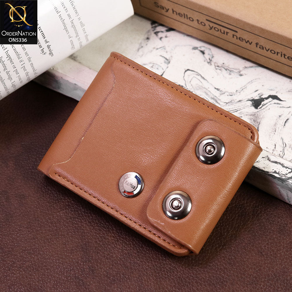 Double Magnetic Button Closure Synthetic Leather Wallet For Men - Light Brown