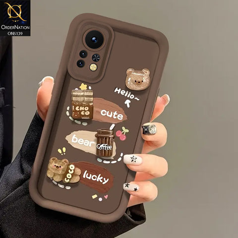 Infinix Note 12 G88 - Brown - Trendy 3D Cute Cartoon And Coffee Chocolate Soft Silicon Shockproof Case With Camera Protection