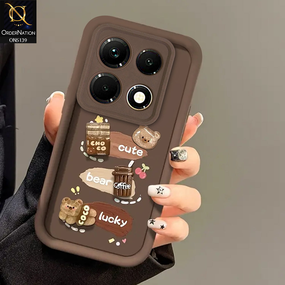 Infinix Note 30 Pro - Brown - Trendy 3D Cute Cartoon And Coffee Chocolate Soft Silicon Shockproof Case With Camera Protection