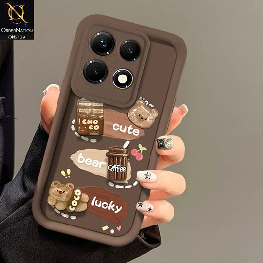 Infinix Note 30 - Brown - Trendy 3D Cute Cartoon And Coffee Chocolate Soft Silicon Shockproof Case With Camera Protection