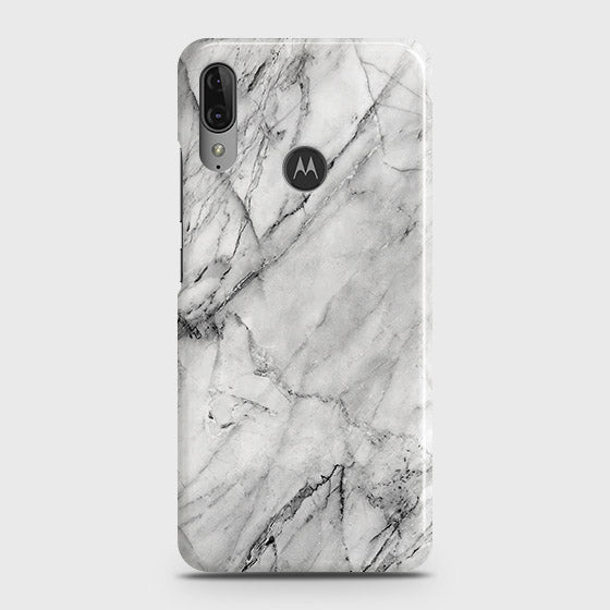 Motorola Moto E6 Plus Cover - Matte Finish - Trendy White Marble Printed Hard Case with Life Time Colors Guarantee ( Fast Delivery )