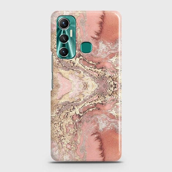 Infinix Hot 11 Cover - Trendy Chic Rose Gold Marble Printed Hard Case with Life Time Colors Guarantee (Fast Delivery)