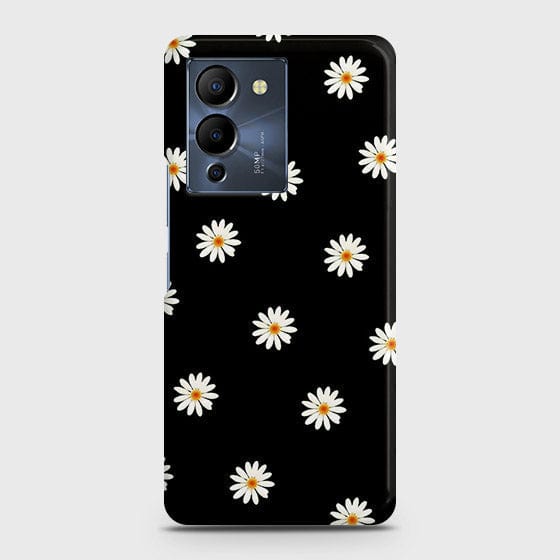 Infinix Note 12 G96 Cover - White Bloom Flowers with Black Background Printed Hard Case with Life Time Colors Guarantee ( Fast Delivery )