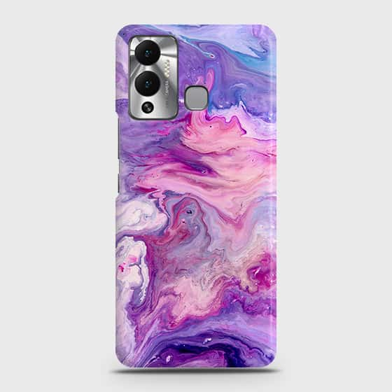 Infinix Hot 12 Play Cover - Chic Blue Liquid Marble Printed Hard Case with Life Time Colors Guarantee (Fast Delivery)