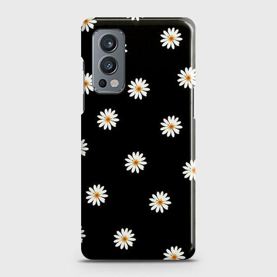 Oneplus Nord 2 Cover - Matte Finish - White Bloom Flowers with Black Background Printed Hard Case with Life Time Colors Guarantee (Fast Delivery)