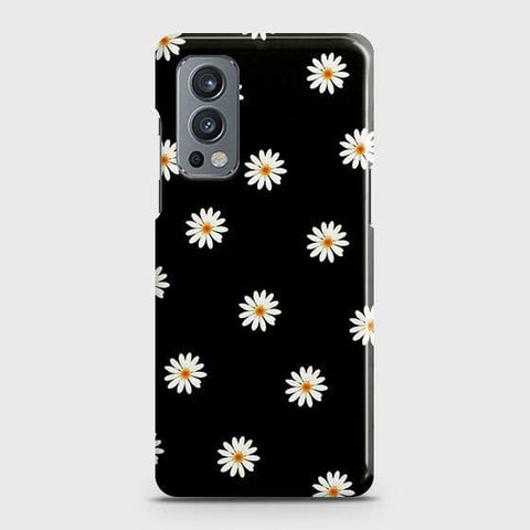 Oneplus Nord 2 Cover - Matte Finish - White Bloom Flowers with Black Background Printed Hard Case with Life Time Colors Guarantee (Fast Delivery)