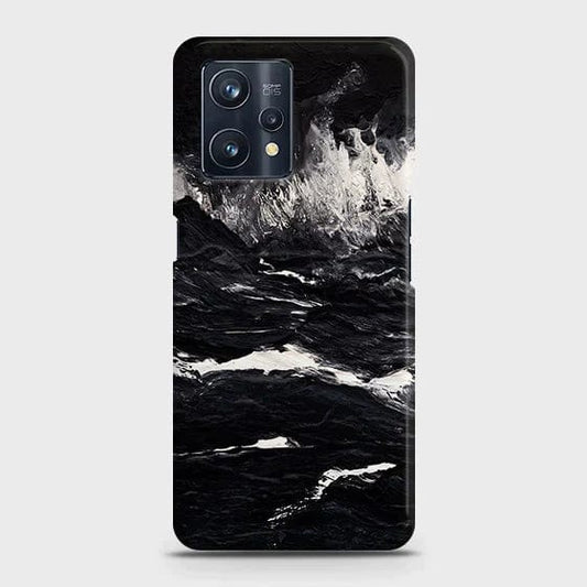 Realme C35 Cover - Matte Finish - Black Ocean Marble Trendy Printed Hard Case with Life Time Colors Guarantee