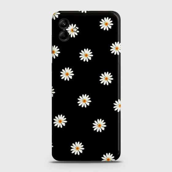 Samsung Galaxy A04 Cover - White Bloom Flowers with Black Background Printed Hard Case with Life Time Colors Guarantee (Fast Delivery)