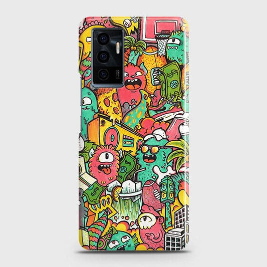 Vivo V23e 5G Cover - Candy Colors Trendy Sticker Bomb Printed Hard Case with Life Time Colors Guarantee  b66 ( Fast Delivery )