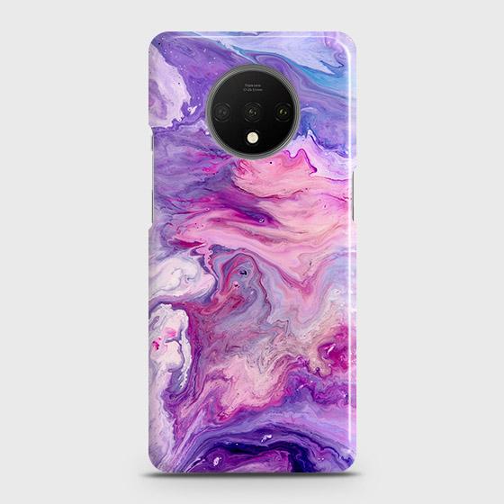 OnePlus 7T Cover - Chic Blue Liquid Marble Printed Hard Case with Life Time Colors Guarantee ( Fast Delivery)