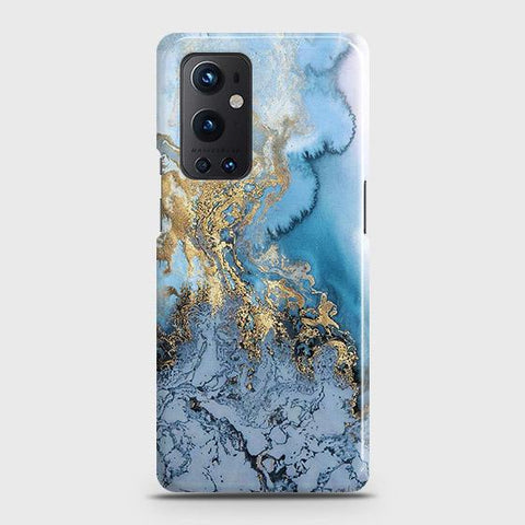 OnePlus 9 Pro Cover - Trendy Golden & Blue Ocean Marble Printed Hard Case with Life Time Colors Guarantee ( Fast Delivery )