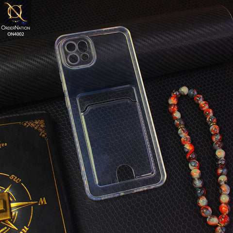 Oppo A16K Cover - Transparent - Soft 4D Design Smart Pocket Card Holder Transparent Clear Soft Case