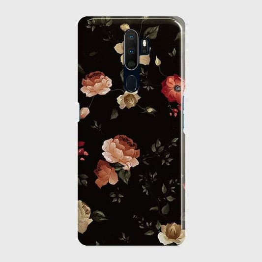 Oppo A5 2020Cover - Matte Finish - Dark Rose Vintage Flowers Printed Hard Case with Life Time Colors Guarantee ( Fast Delivery )