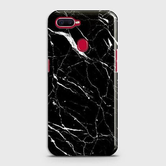 Oppo A12 Cover - Trendy Black Marble Printed Hard Case with Life Time Colors Guarantee ( fast delivery )